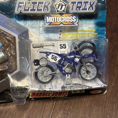RARE 2000 Flick Trix Motocross Diecast #55 Yamaha Dirt Bike Barrel