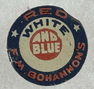 Vintage TOBACCO TIN TAG: 1890-1920 - F.M. Bohannon's Red White and Blue