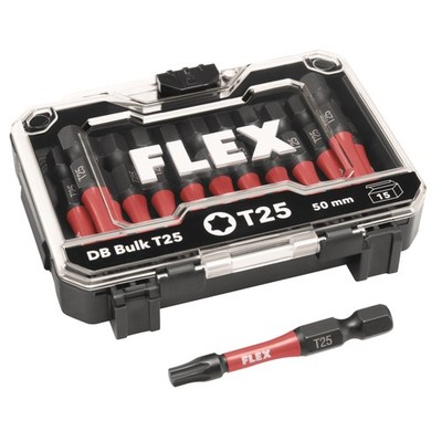 Flex Schrauberbit Bitbox Bitset DB Bulk 15tlg. Torx 25 - T25 Schlagfest 50mm