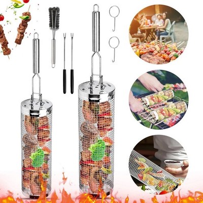 Rolling Grill Korb für Outdoor-Grill, Nesting Grill Körbe 2 Pack mit abnehmbaren