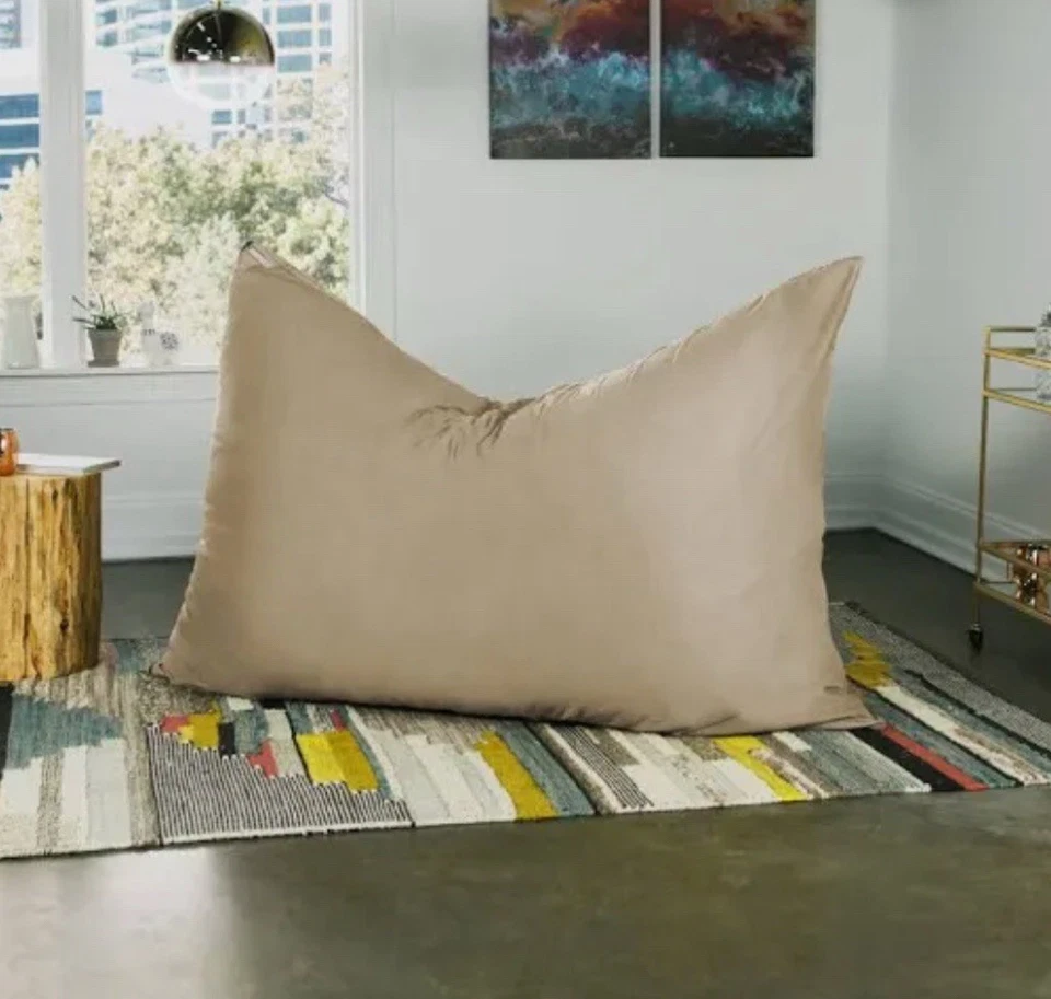 JAXX Bean Bag Pillow With Clean Camel Tan Cover Extra Large 62”x42” - Image 4 of 4