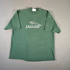 Vintage Jaguar Shirt Mens XL Green Car Logo Racing 90s Distressed Faded Cotton