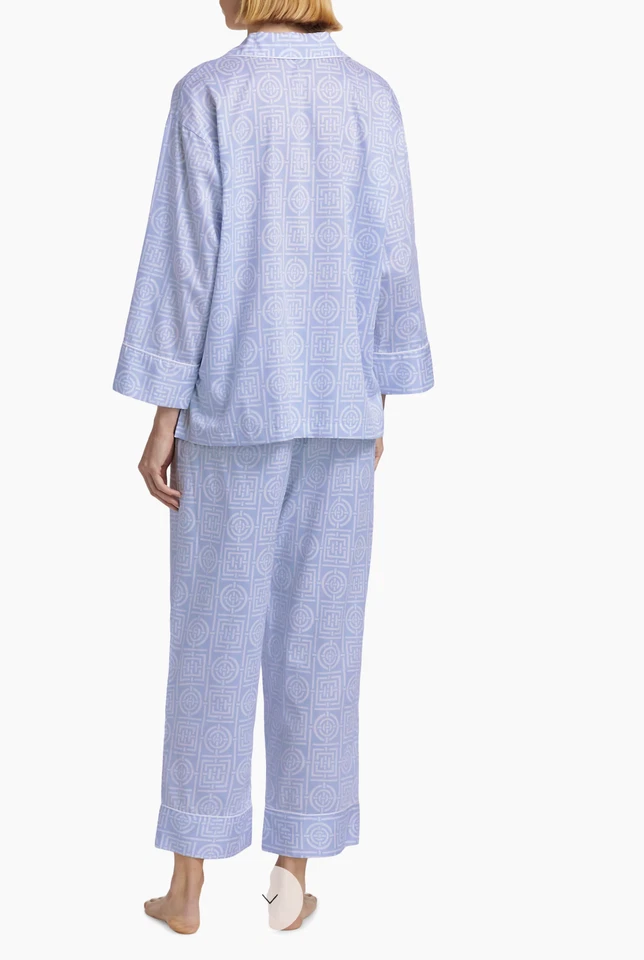 NATORI 100% Cotton Sateen Infinity Notch Pajama Set  Blue  M   $ 185 Beautiful! - Image 4 of 4