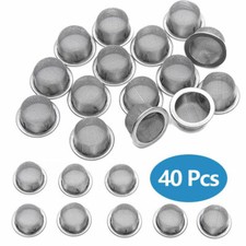 40PCS Tobacco Smoking Pipe Metal Filter Screen Steel Mesh Concave Bowl Style ELH