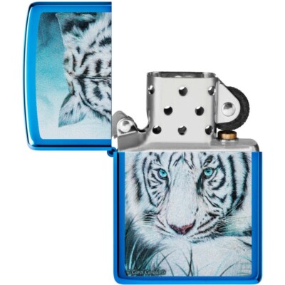Zippo White Tiger Design High Polish Blue 48951 | eBay