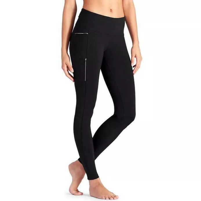 Athleta Womens Black Sly Drifter Workout Yoga Zip Leggings EUC Size Small  243137