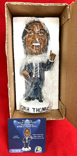 NEW Coach Isiah Thomas Indiana Pacers Bobblehead SGA 3/12/2002 w/Limited Ed Card