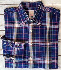 BROOKS BROTHERS GOLDEN FLEECE EGYPTIAN COTTON ITALY USA PLAID SHIRT MENS XL EUC