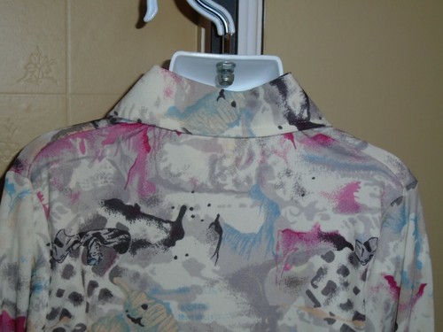 Girl's VTG 1970s Long Sleeve Blouse Graphic Faces Abstract Pattern Sz 7 NOS - Picture 8 of 10