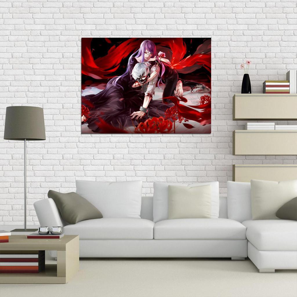 Rize kamishiro and Ken Kaneki Tokyo Ghoul Anime Home Decor Canvas