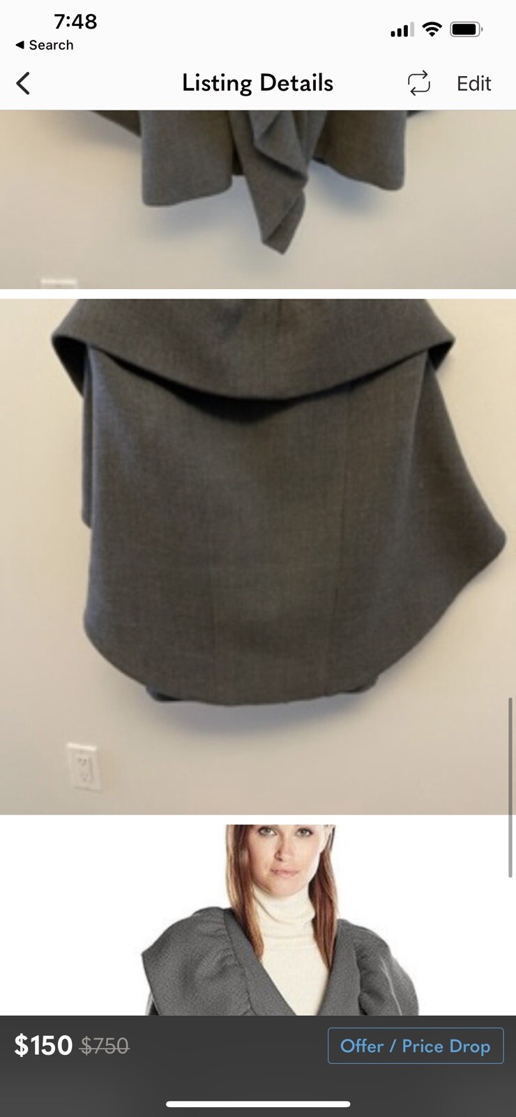 Milly Statement Double-Face Wool-Blend Cape Jacke… - image 8