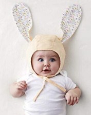 Baby Infant 0-6 Months Hallmark Easter Bunny Bonnet Cotton Photo Op Hat Chambray