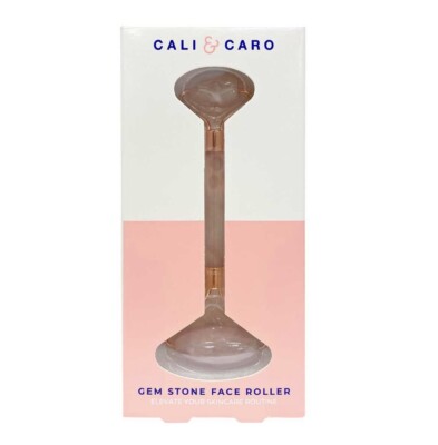 Cali & Caro Rose Quartz Gem Stone Facial Massage Roller. BRAND NEW IN BOX