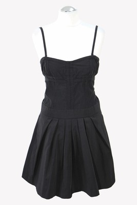 The Kooples Damen Kleid Gr. 36 Schwarz Trägerkleid Dress Cocktailkleid,