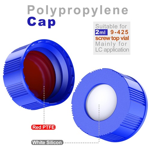 100 piezas frascos ámbar de muestreador automático de laboratorio de 2 ml tapones de rosca de PTFE rojo punto de escritura HPLC GC - Imagen 16 de 21