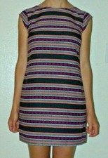 New Tag $89 Womens Size 4 Banana Republic Pink Black Diamond Striped Shift Dress