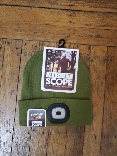 Night Scope-Rechargeable LED Olive/Green -Adult Size - USB Compatible Beanie-Hat - 第 1/6 張圖片
