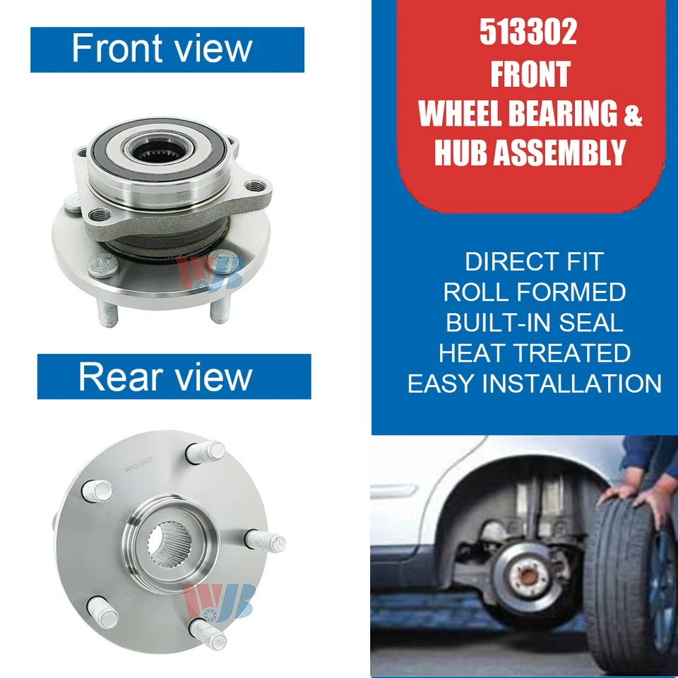 Pair Front Wheel Hub Bearing Assembly Fit for Subaru Impreza 2004-2014 4-Door - Image 3 of 4