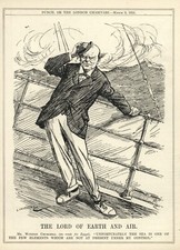 1921 WINSTON CHURCHIL Political Cartoon Satire - MINISTER OF AIR - Seasick -