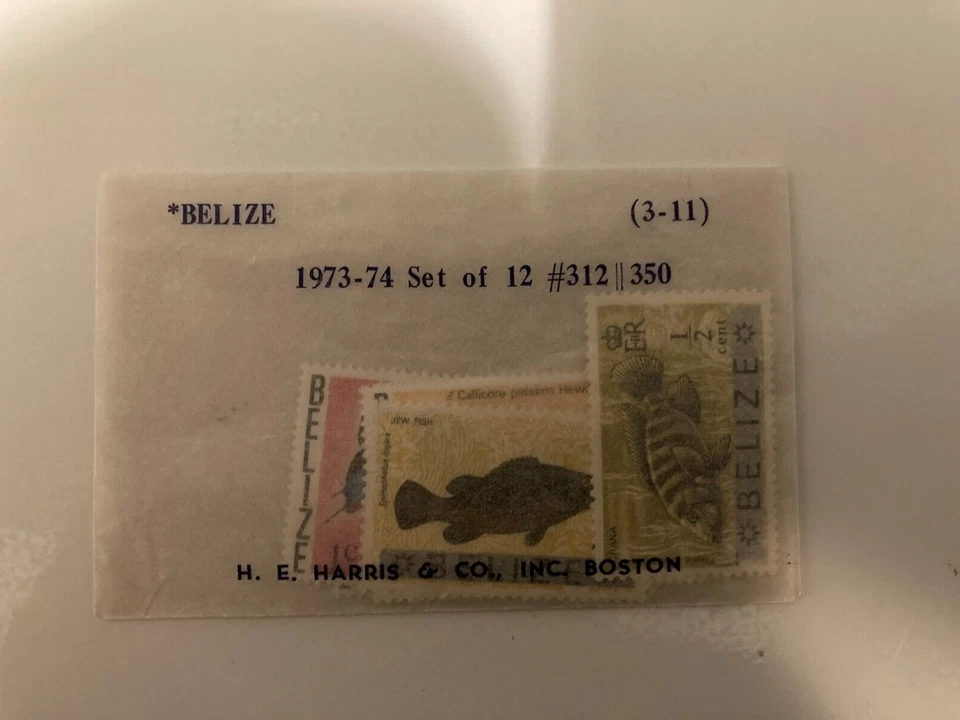 1973-1974 Set of 12 Butterfly and Fish Stamps From Belize MNH — 第 2/4 张图片