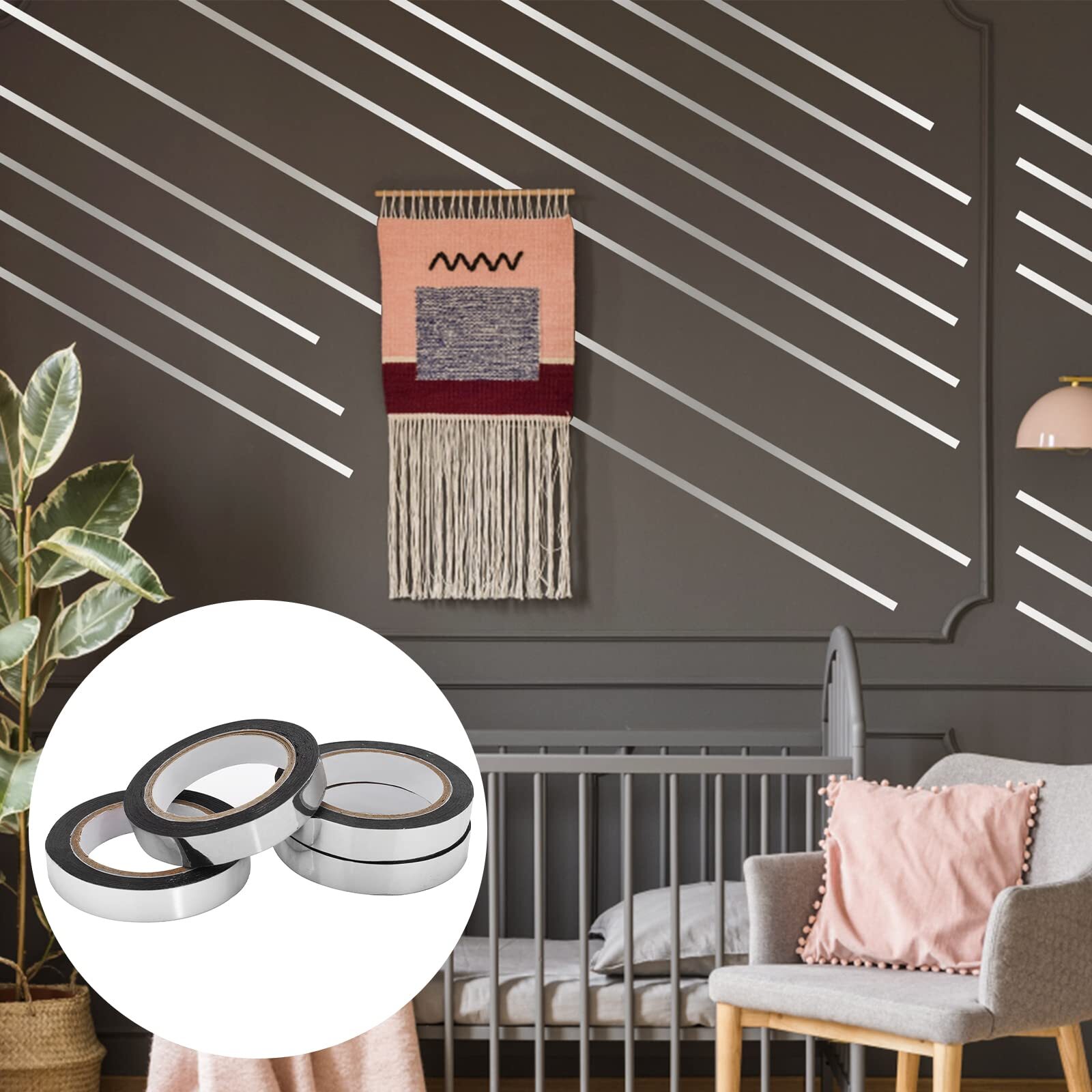 Grevosea 4 Rolls Metallic Mirror Tape 65Ft DIY Graphic Art Tape Self-Adhesive...