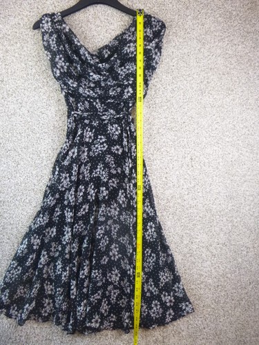 Roz & Ali Kleid 2 schwarz-weiß Blumen ärmellos seitlicher Reißverschluss Bindeband Taille - Bild 4 von 9