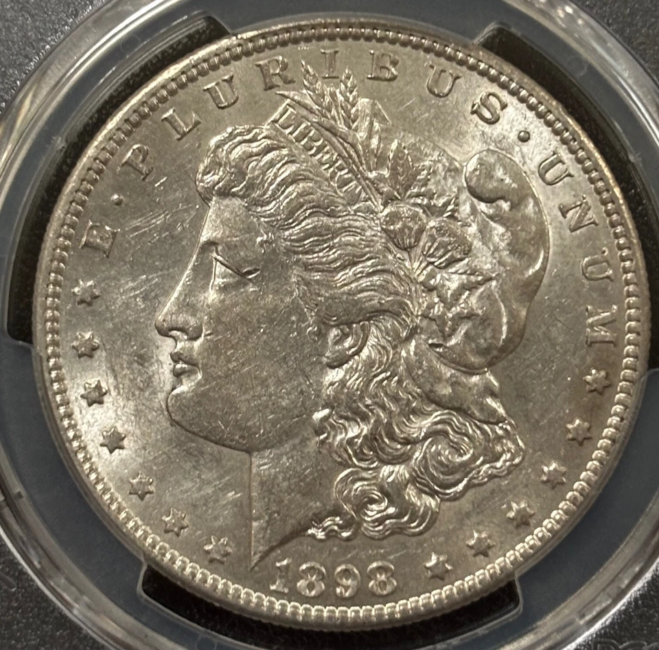 1898 S Morgan Silver Dollar PCGS AU53 - Semi Key Date Low Mintage (#717) - Image 4 of 4