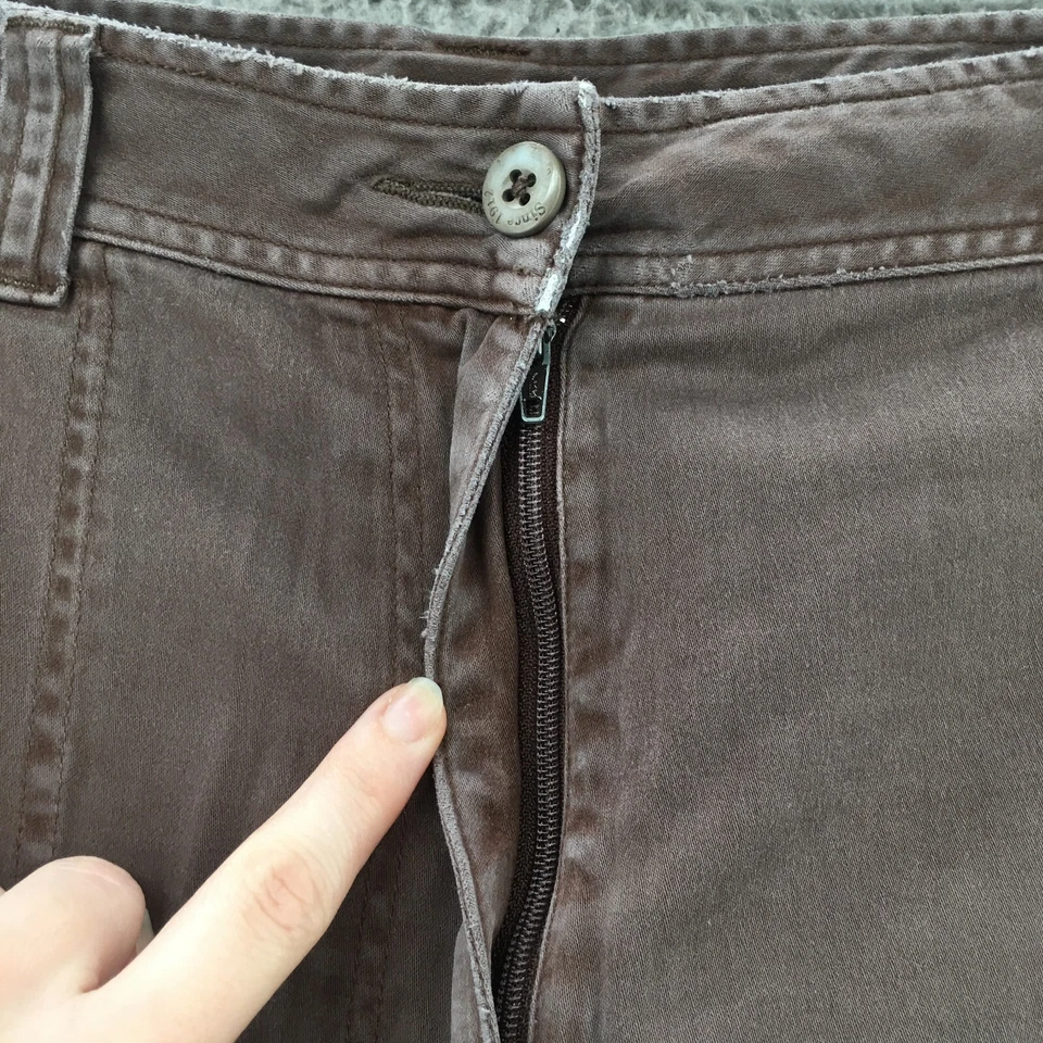 LL Bean Wide-Leg Pants Womens 16 Reg (actual 35x29) Brown Cotton Blend High Rise - Image 3 of 4