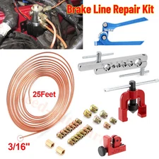 Brake Line Pipe Repair Kit 3/16 25FT Copper Pipe Flaring Tool (22) Nuts Fittings