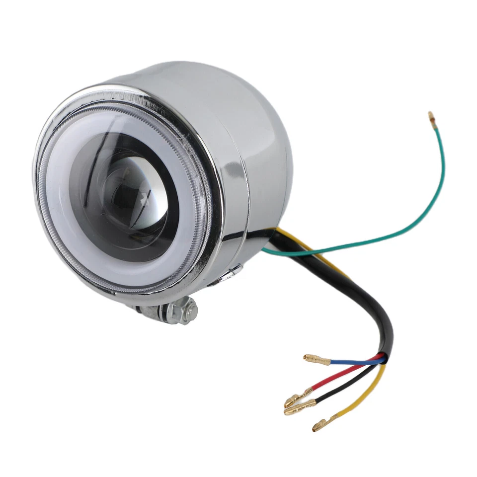 Universal Motorcycle LED Headlight Projector Lens ATV for Cafe Racer Yellow Foto 4 de 4