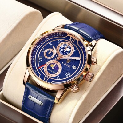 Men's Quartz Watches Waterproof Man Leather Watch Luminous Calendar Wristwatch