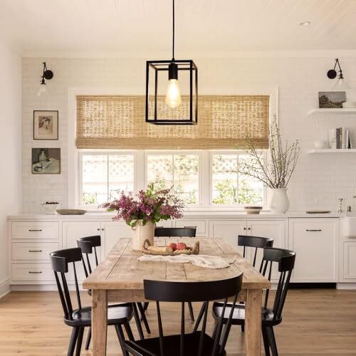 1 Light Black Lantern Pendant Light Fixture, Rustic Hallway 1 Light(Black) - Picture 3 of 7