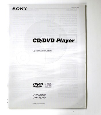 Original SONY DVP-S536D/-S535D CD/DVD-Player Owner's Manual /Bedienungsanleitung