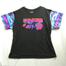 Fresh Laundry Savage Shirt Men's 4XL Neon Retro Rose Crew Neck Young Wild & Free
