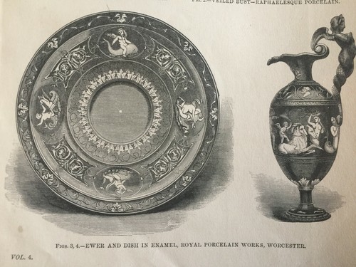 Antique Ceramic Arts Print c1880 Raphaelesque Porcelain Worcester Vase - Picture 4 of 4