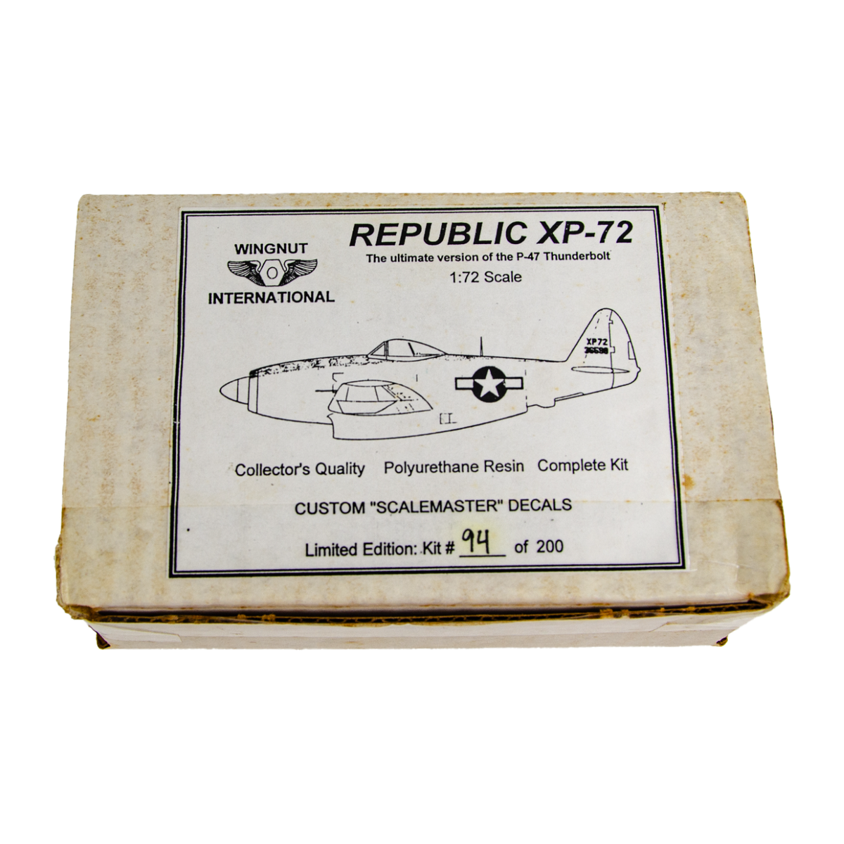 Wingnut International Republic XP-72 1:72 Scale Resin Model Plane
