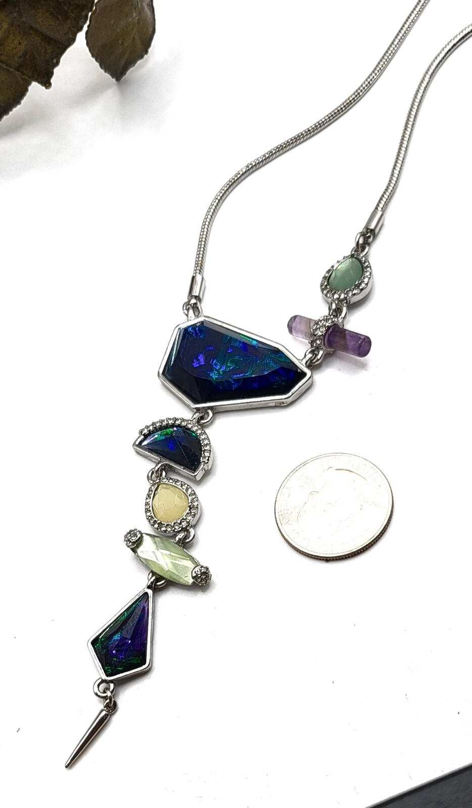 Silvertone Abstract Modernist Statement Necklace … - image 5