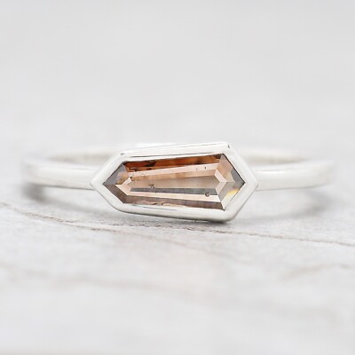 0.50 Ct Natural Shield Shape Brown Color Diamond 14K White Gold Engagement Ring
