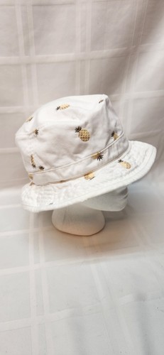 J. CREW Ananas Fischerhut Strand Damen / Unisex M/L 100% Baumwolle weiß süß - Bild 5 von 12