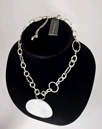 Birch Hill Silver Tone Genuine MOP Shell Chunky Chain Necklace W/ Tag - Picture 12 of 13