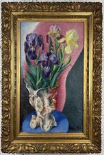 Floral Bouquet Still Life Art Deco, Nice Color Original Oil Painting, Signed