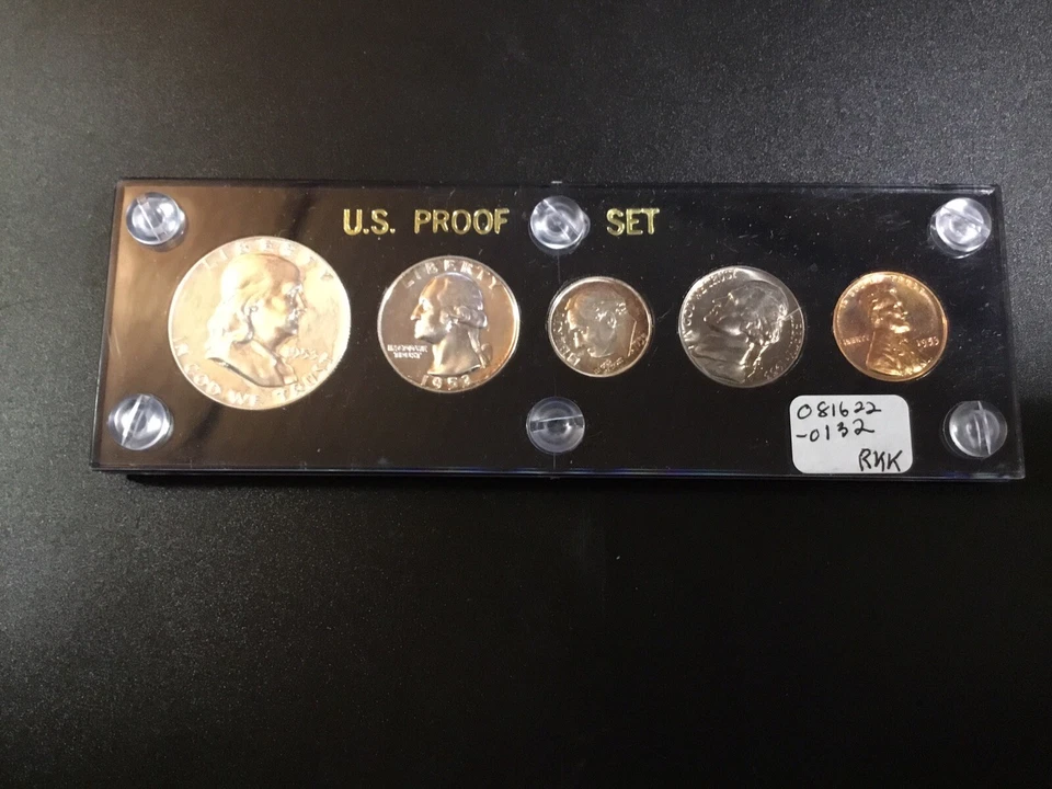 Juego de prueba de plata 1953 como nuevo en soporte de capital con moneda de diez centavos tonificada 081622 132tik Foto 4 de 4