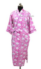 Indian Handmade Cotton Beautiful Pink Kimono Robe Bohemian Hippie Pink Kimono
