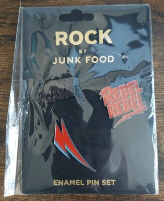 David Bowie Pin SET of 3 Enamel Bolt Rebel Pinback Rock by Junk Food