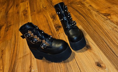 Demonia Cult Schuhe Stiefel Schwarz Gr. 38 Vegan Leder