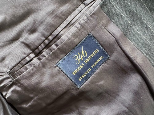 Abrigo deportivo de franela de lana a rayas azul marino corto Brooks Brothers 42S vintage - Imagen 15 de 16