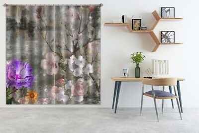 3D Purple Flower Branch ZHUA644 Photo Curtain Window Blockout Fabric Amy 2023