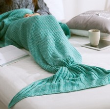 Manta cola de sirena - Saco de dormir suave tejido a mano de ganchillo para adultos