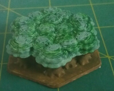 3D Printed Forest on Hex by Ill Gotten Games.  Painted.