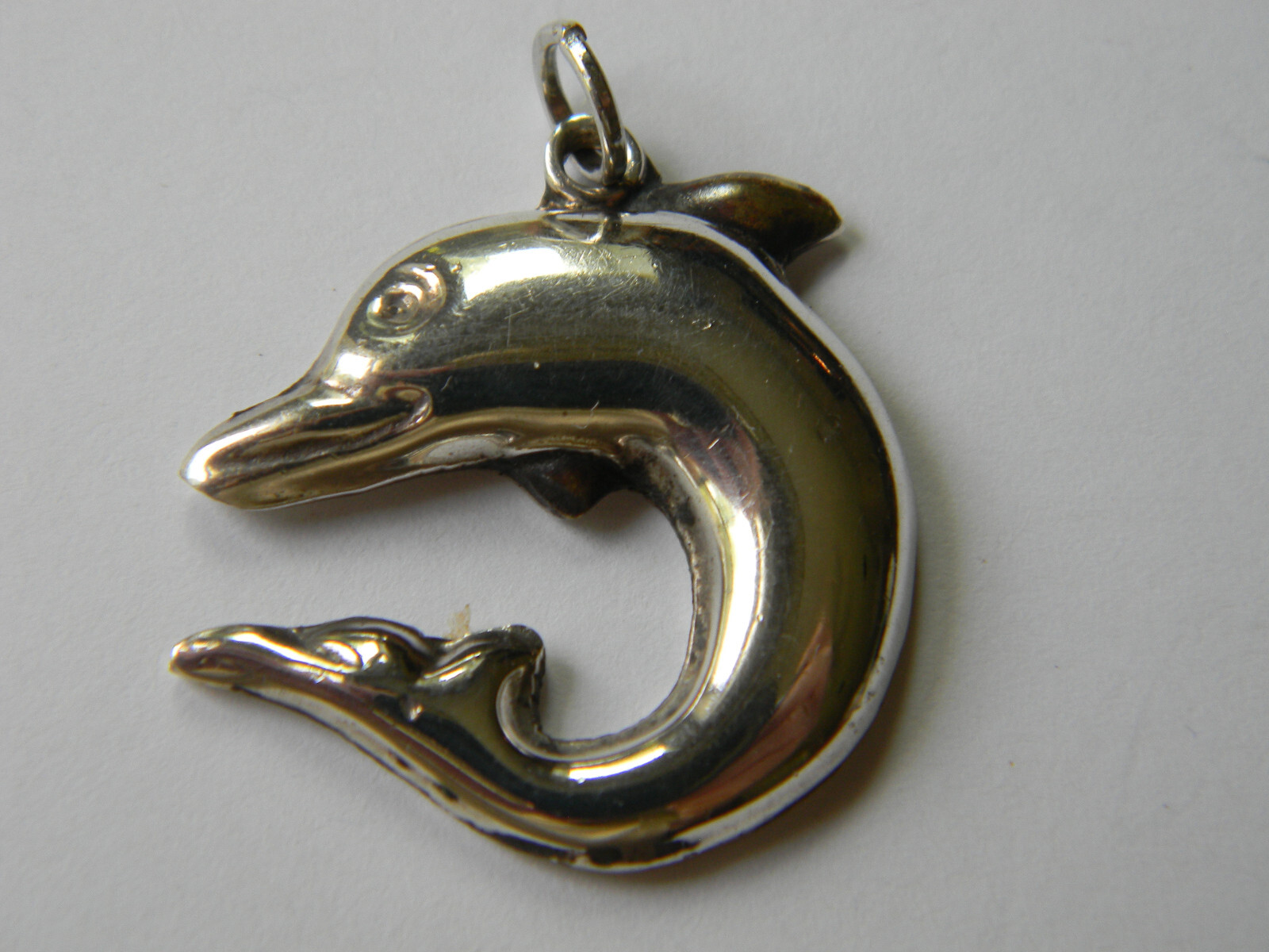Dolphin Solid Sterling Silver Pendant Quality Han… - image 1